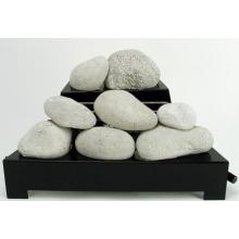 Rasmussen 20 Inch White ALTERNA See-Thru Vent Free Natural Gas FireStones With Black Chassis And Manual Safety Pilot