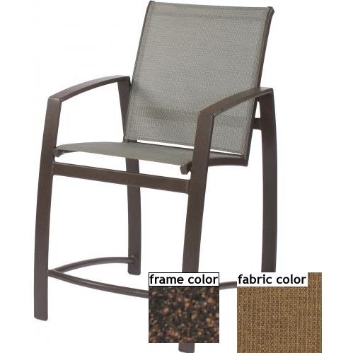 Suncoast Vision Sling Gathering Height Chair - Mahogany Frame And Raku Fabric