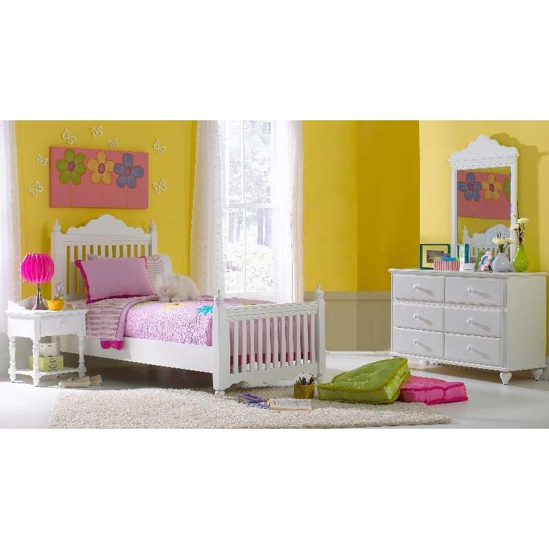 Hillsdale White Twin Size Bed, Nightstand, Dresser, & Mirror Set - 1528BTWR4PC