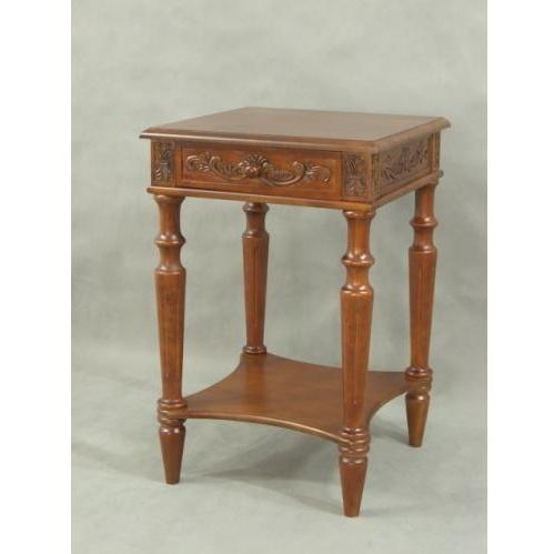 International Caravan Carved Wood 17 X 24.5 Inch Table With Drawer (KD)
