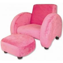 Childs Stuffed Mod Chair And Ottoman-Fuchsia Velour
