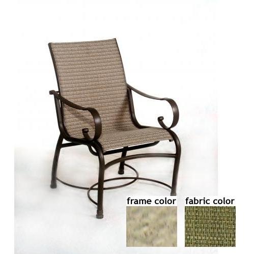 Barcelona Aluminum Low Back Sling Dining Chair With Saddle Frame And B0808 Fabric by Casual Creations