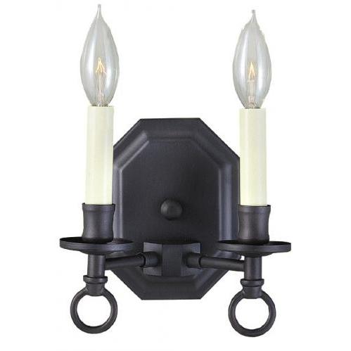 Wall Sconce Double Light Fixture In Rust Finish - 2 Bulbs