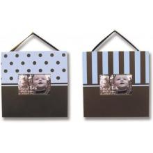 Dots And Stripes Frame Set-Brown/Blue