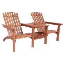Eden Outdoor Living Islander Keruing Wood Adirondack Twin Seat With Table