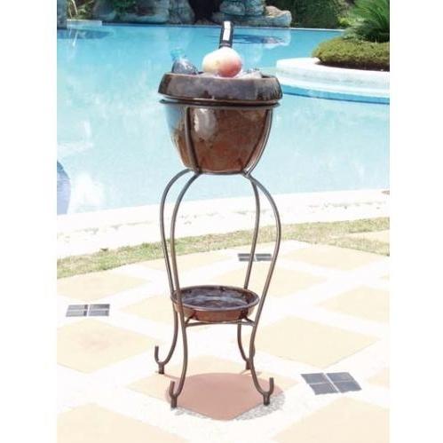 Alfresco Home Duetto Outdoor Beverage Cooler With Shelf And Stand - Cognac