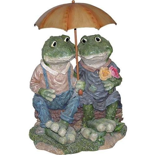 Alpine Statuary - Two Frogs With Umbrella