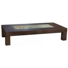Diamond Sofa 59 Inch Rectangle Cocktail Table With Crackled Glass Inset - Dark Walnut