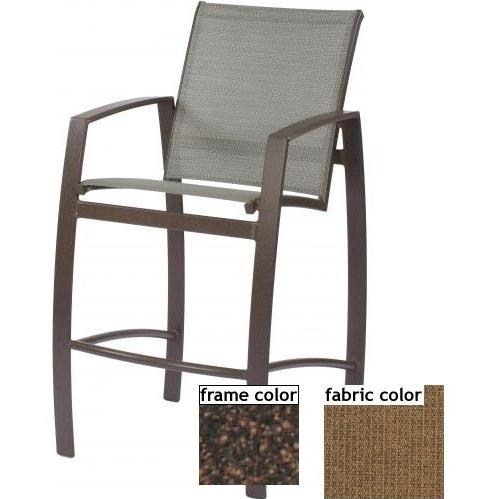 Suncoast Vision Sling Barstool - Mahogany Frame And Raku Fabric
