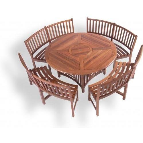 Eden Outdoor Living Plymouth Keruing Wood Patio Dining Set 5 Foot Round