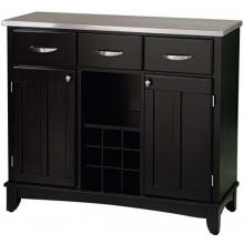Home Styles Large Buffet Server With Stainless Steel Top - Black