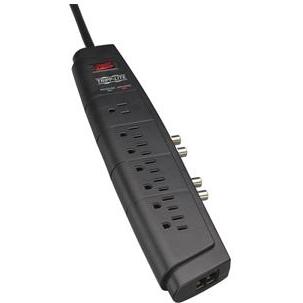 7-OUTLET HOME THEATER SURGE SUPPRESSOR (TELEPHONE & DUAL COAXIAL PROTECTION)