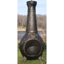 The Blue Rooster Grape Style Cast Aluminum Chiminea With Propane Gas Conversion Kit - Gold Accent