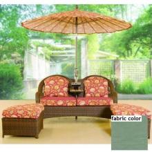Shade Trends TETE A TETE With Accent Teak Center Table And 2 Ottomans With Hunter Green Fabric