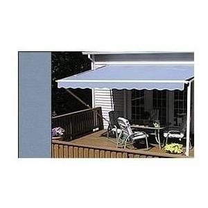 Sunsetter Pro Motorized Awning (17 Ft / Solid Smoke) With Traditional Laminated Fabric With Left Mounted Moter And Soffit Bracket