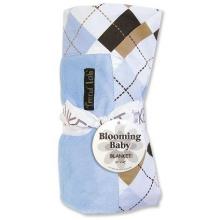Embroidered Prep School Blue Framed Velour Baby Blanket