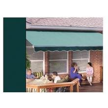 Sunsetter Pro Motorized Awning (11 Ft / Solid Evergreen) With Traditional Laminated Fabric With Right Mounted Motor And Wall Bracket