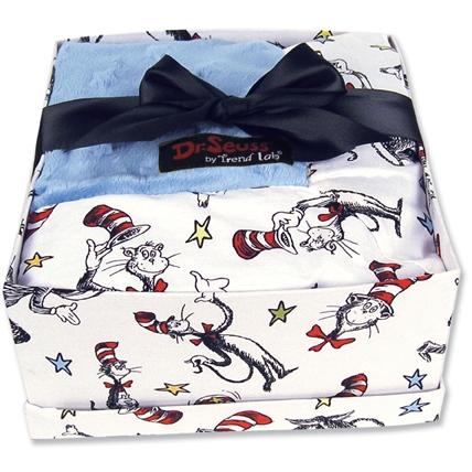 DR SEUSS CAT IN THE HAT BOXED BLUE BLANKET GIFT SET