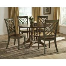 Hillsdale Garden Back 5-piece Dining Set - Dark Brown With Antique Green Chairs