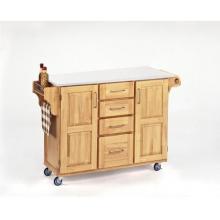 Home Styles Large Kitchen Cart With Vinyl Top - White/Natural