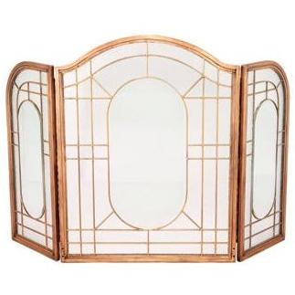 UniFlame 3 Fold Antique Copper Leaded Glass Screen