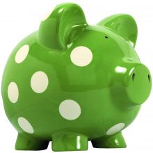 Elegant Baby Huge Piggy Bank - Green/White Dot