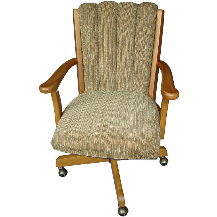 International Concepts Leisure Swivel/Tilt High Arm Chair/Upholstered - Dark Ooak Finished Wood Base And Arms - C105-34N