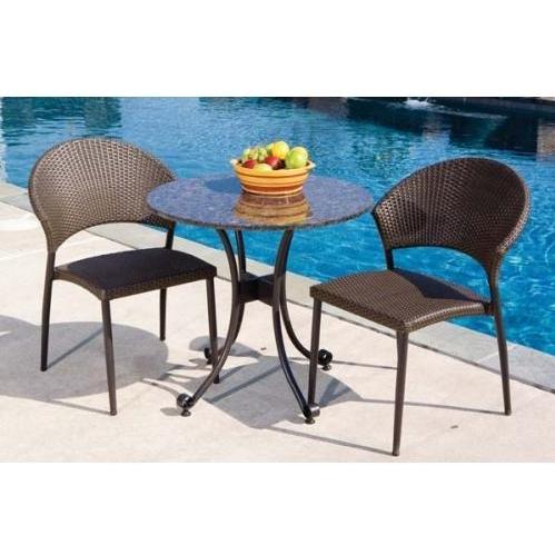 Alfresco Home Vento Granite Top Wicker Outdoor Bistro Set - 30 Inch Round