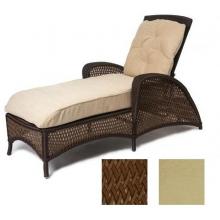 Lloyd Flanders Grand Traverse Adjustable Chaise In Caramel Finish And Blake Amber Fabric.