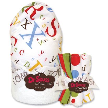 Dr Seuss ABC Hooded Towel And Wash Cloth Set