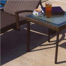 Alfresco Home Vento Glass Top Outdoor Wicker Side Table - Square