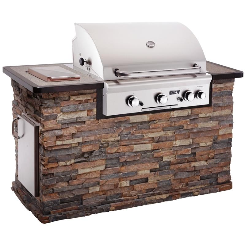 AOG Stack Stone Grill Island And Cocoa Granite Counter W/ 24 Inch Natural Gas Built-in Grill