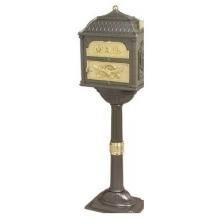 Classic Series Locking Mailbox W/ Pedestal - Bronze W/ Polished Brass