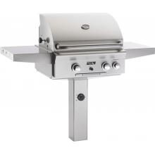 American Outdoor Grill 24 Inch Natural Gas Grill W/ Rotisserie On In-Ground Post