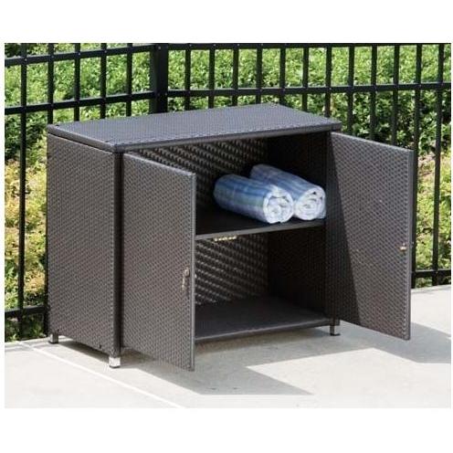 Alfresco Home Vento Wicker Outdoor Storage Cabinet, Rectangular - Java by Alfresco Home