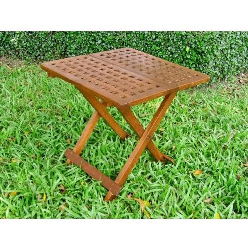 International Caravan Acacia Wood Checkerboard Square Folding Table - Stain