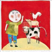 Barbara Olsen - She Brought The Cow Size 8x8 Poster Print