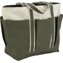 Roo Pocket Canvas Tote Natural/Sage