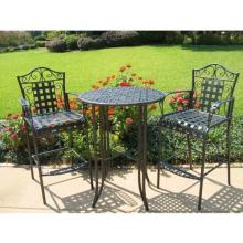 International Caravan S/3 Scroll Iron Pool Bistro Set - Antique Black
