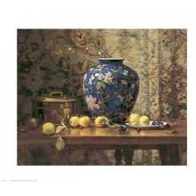 Oriental Vase With Crab Apples Poster Print