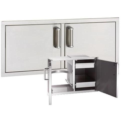 Fire Magic Echelon Flush-Mounted Stainless Double Doors W/ Trash Tray & Dual Drawers