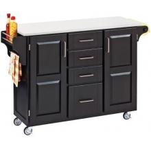 Home Styles Large Kitchen Cart With Vinyl Top - White/Black
