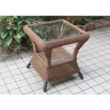 North Cape Metropolitan Resin Wicker Woven Resin Wicker End Table With Glass Top