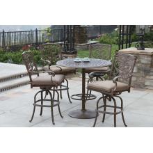 Darlee Santa Barbara Cast Aluminum Bar Set With Swivel Bar Stools And Pedestal Bar Table - 42 Inch Round