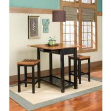 Home Styles Expandable Console Dining Table With 2 Bar Stools Cottage Oak/Black