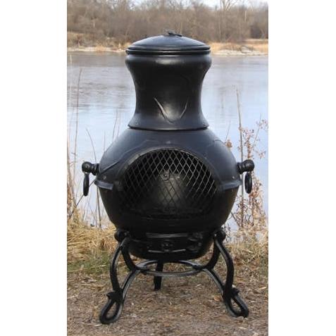 The Blue Rooster Etruscan Style Cast Aluminum Chiminea - Charcoal