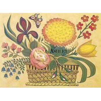 Antique Flower Basket Poster Print