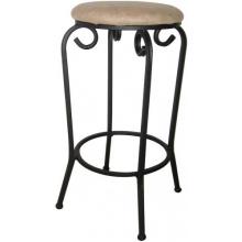 International Caravan 28 Inch Round Iron Barstool With Jave Micro-Suede Cover, Set Of 2 - Tan