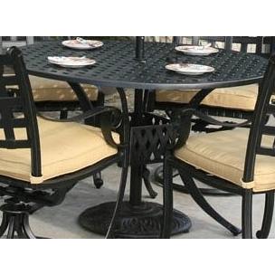 Alfresco Home Chateau 48 Inch Round Dining Table & Base With Umbrella Hole - Antique Topaz
