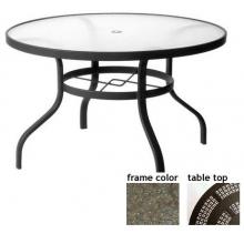 Sterling 48 Inch Aluminum Round Dining Table - Aluminum Partial Pattern With Scavo Bronze Frame
